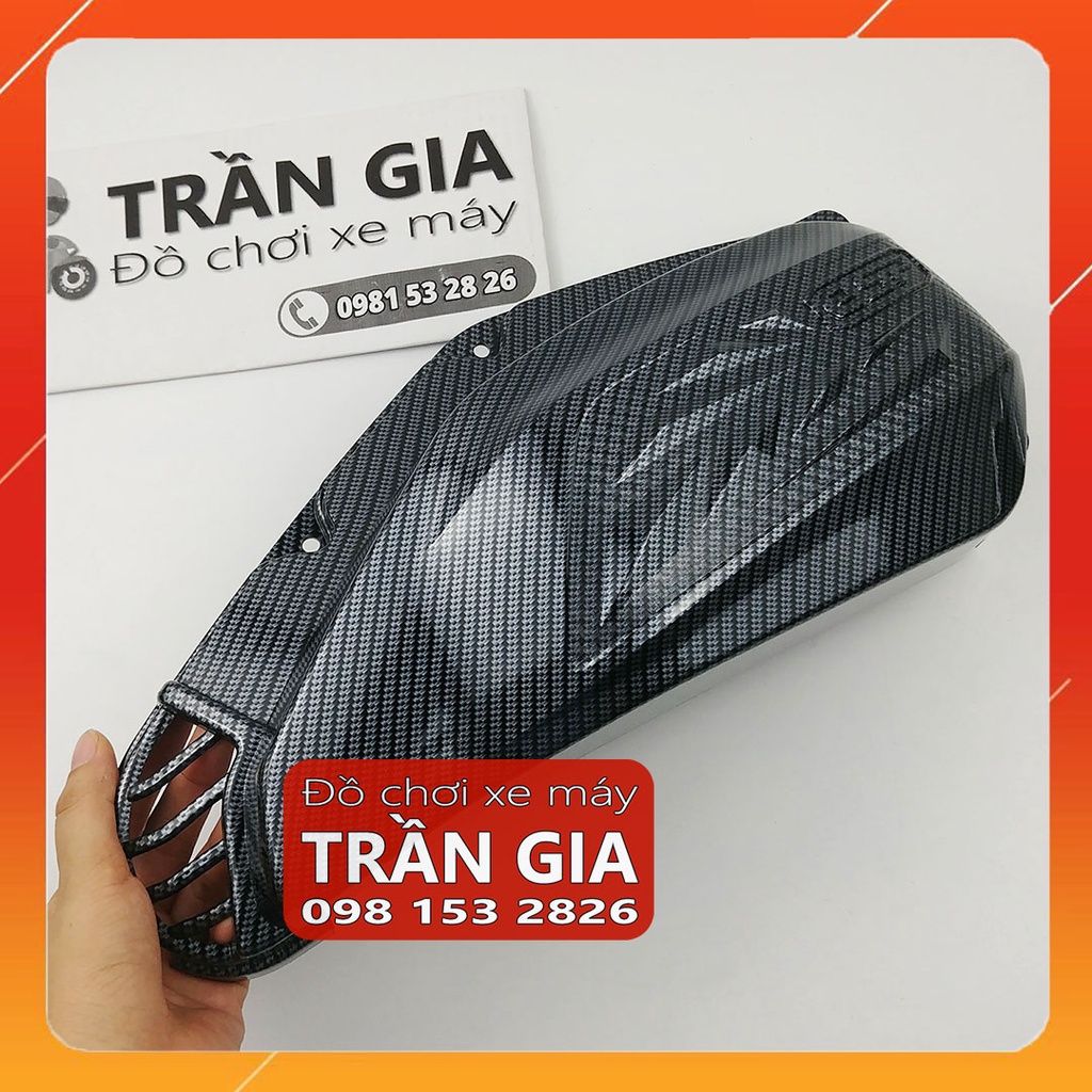 Chụp bầu gió xe Sh Mode 2013-2014-2015-2016-2017-2018-2019 ốp pô e lọc gió Sh Mo nữ cacbon xi inox -phụ kiện trang trí