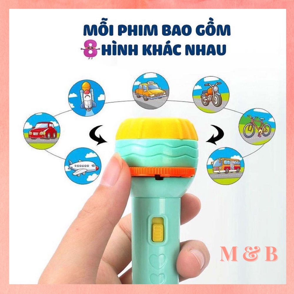 Đèn pin chiếu hình động vật dễ thương, đồ chơi thông minh tập vẽ cho bé, đồ chơi giáo dục phát triển trí tưởng tượng