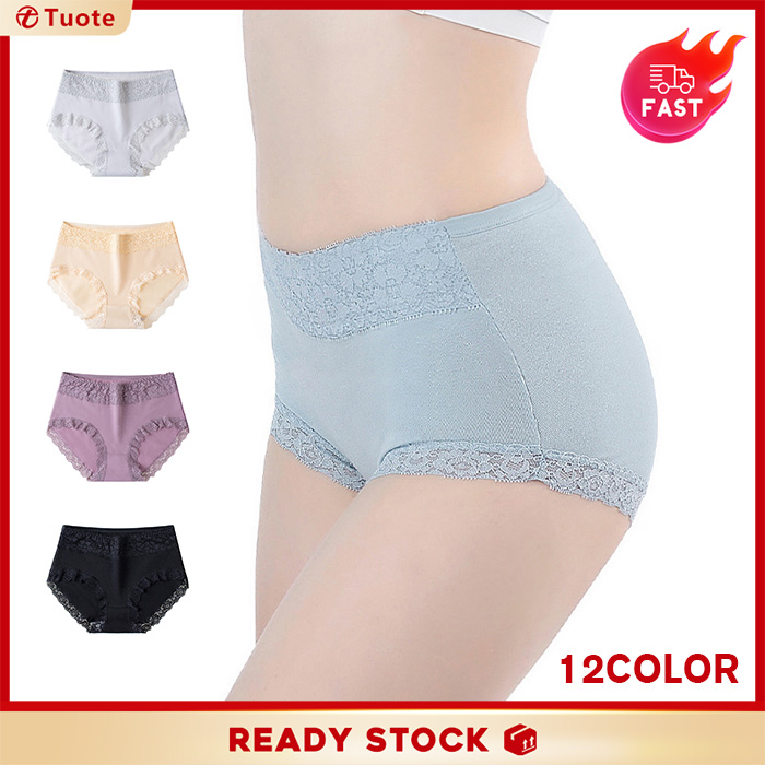 L~2XL Tuote Ready Stock Women's Panties Mid-Waist BriefsPlus Size Cotton Female Underpants