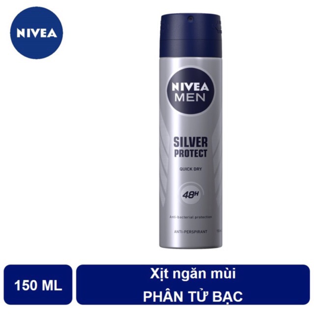 XỊT NGĂN MÙI NIVEA MEN SILVER PROTECT PHÂN TỬ BẠC 150ML