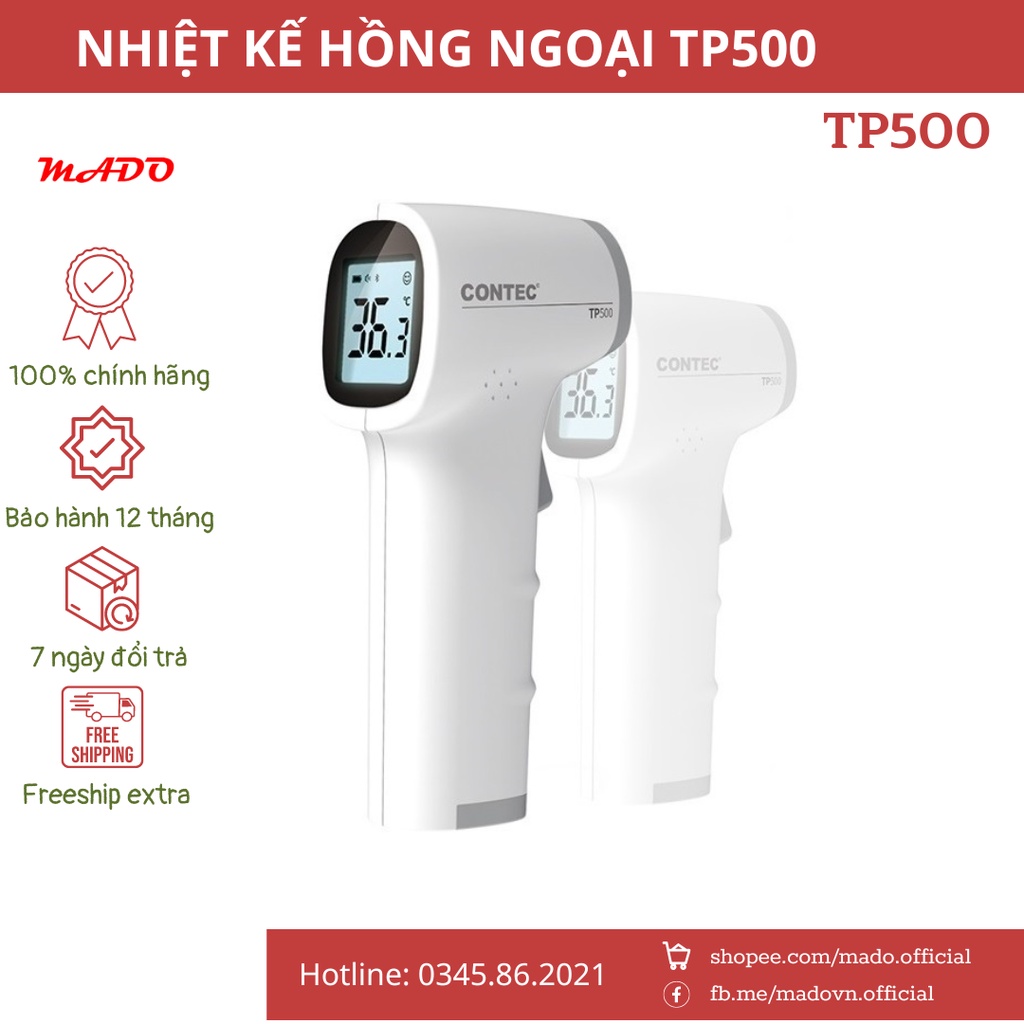 Nhiệt kế hồng ngoại đo trán CONTEC TP500 - Nhiệt kế điện tử đo nhiệt độ sữa, nước không tiếp xúc - Máy đo thân nhiệt