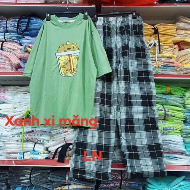 Sét Đồ Bộ Nữ Xinh Cute Quần Caro Kate Ống Rộng Phối Áo Thun Nữ Form Rộng Tay Lỡ Thời Trang Trẻ Teen Hàn Quốc (NHIỀU MẪU)