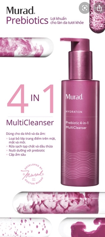 💜 Sữa rửa mặt tẩy trang 4 trong 1 Murad Prebiotic 4-in-1 Multi Cleanser