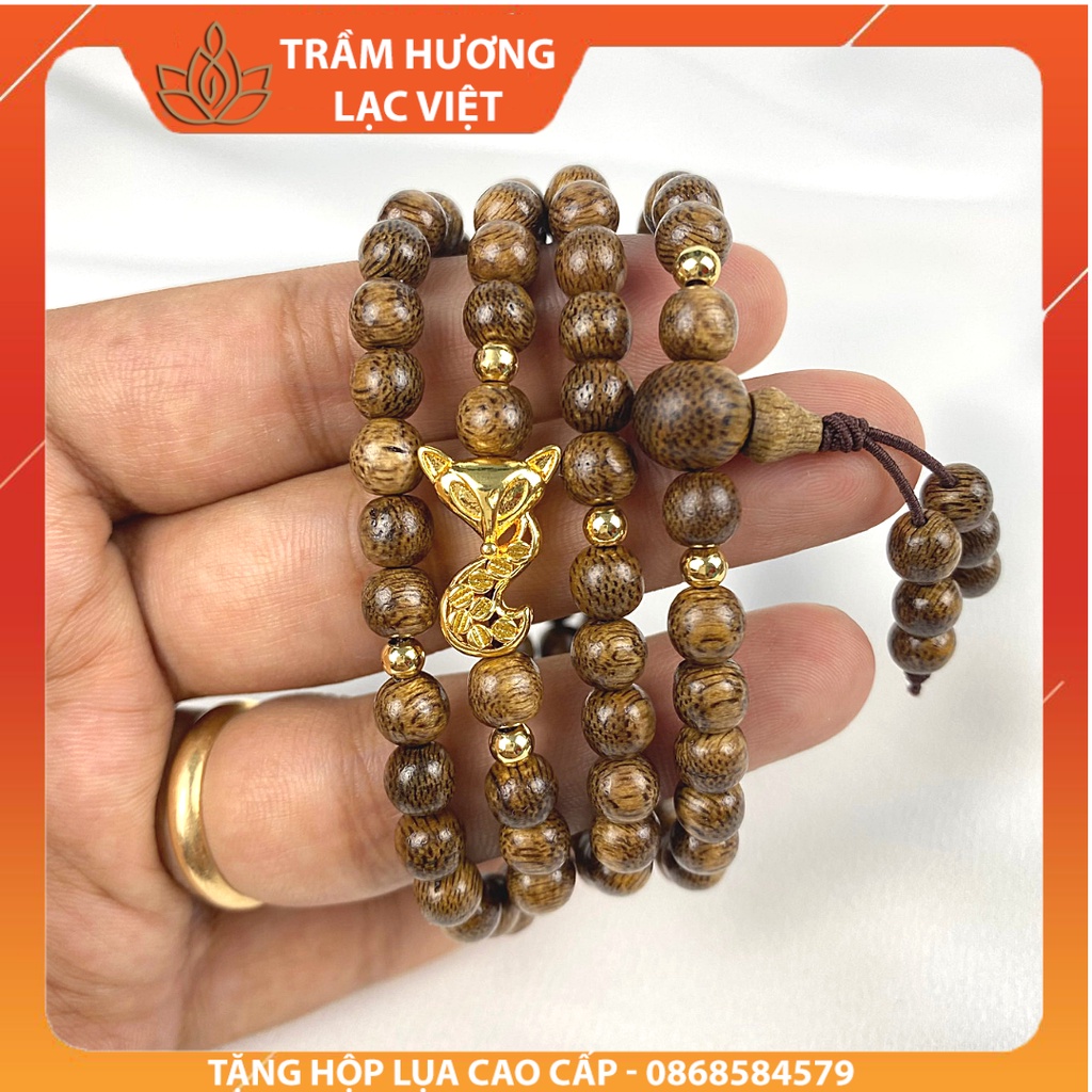 Vòng Tay Trầm Hương Hồ Ly 108 Hạt Charm Bạc 925 6mm/8mm Trầm Tốc Tự Nhiên Cao Cấp Lạc Việt cầu Tình Duyên - Bình An
