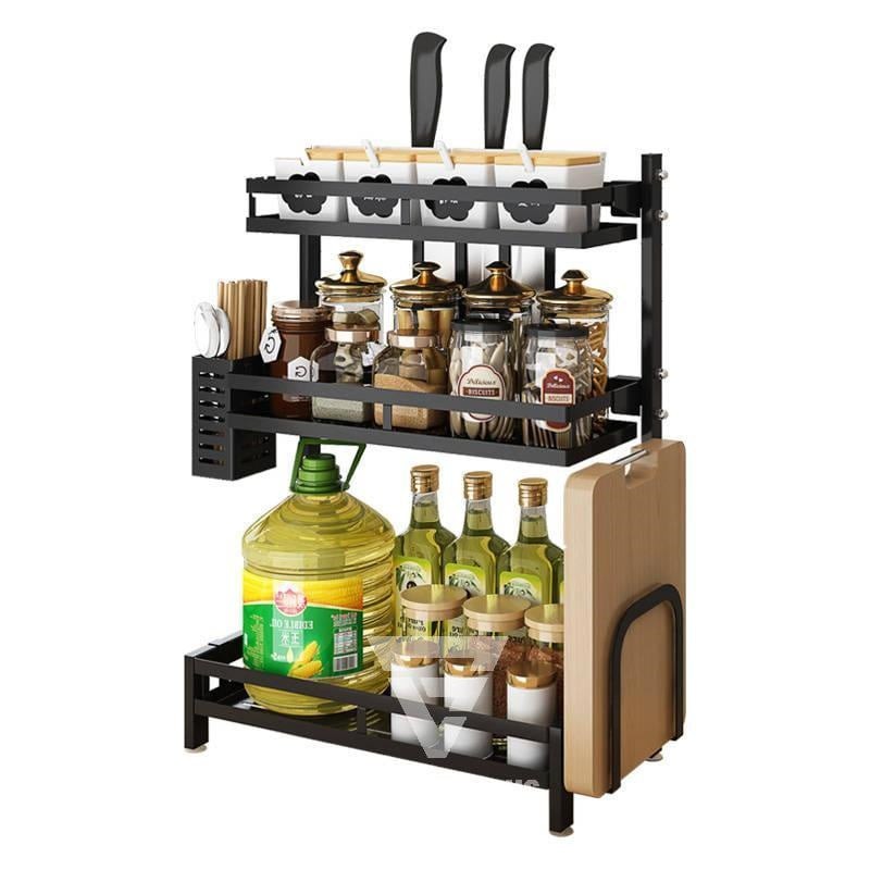 KỆ GIA VỊ 2 TẦNG/3 TẦNG INOX SƠN TÍNH ĐIỆN ĐEN TIỆN LỢI TÍCH KIỆM KHÔNG GIAN BẾP. | BigBuy360 - bigbuy360.vn