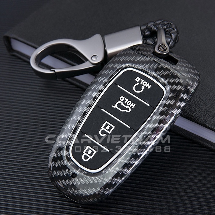 Ốp Khóa Ô Tô Hyundai Santafe 2021-2022, Tucson 2022 Vân Carbon