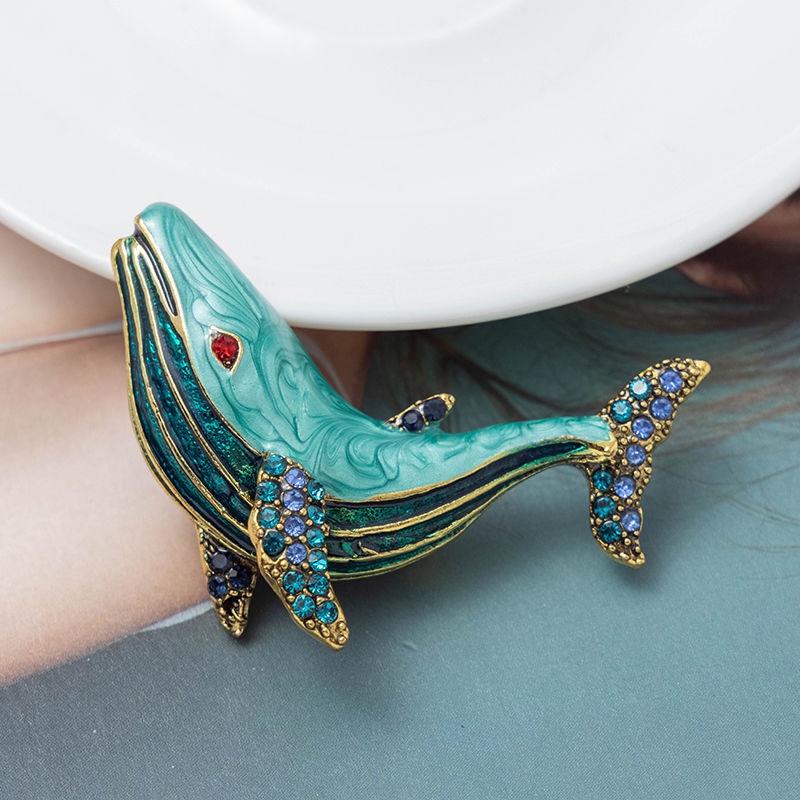 Bộ Ghim Cài Áo Hình Cá Heo Đính Đá Sang Trọng Cho Nam Nữ