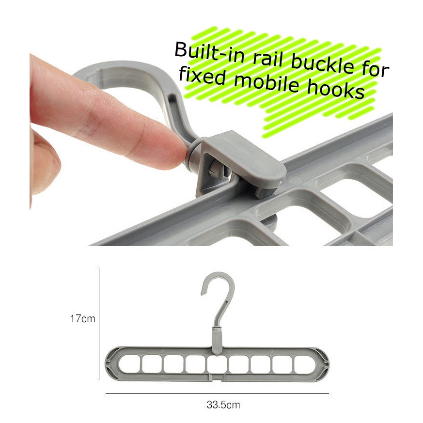 Móc treo quần áo 9 lỗ dạng xoay 360 độ chất liệu bền không chiếm diện tích