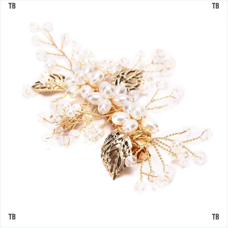 Kẹp Tóc Hình Lá Đính Ngọc Trai Nhân Tạo Sang Trọng