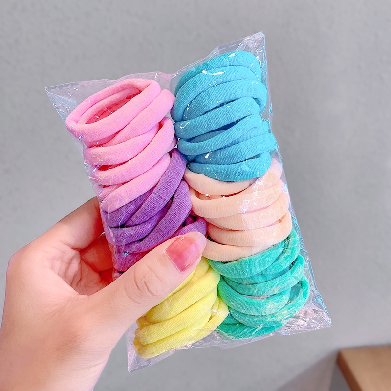 Dây buộc tóc cao su co giãn màu kẹo đơn giản cho nữ