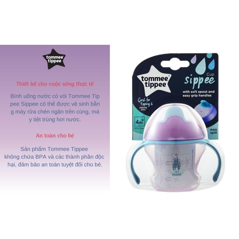 Bình tập uống có vòi cho bé Tommee Tippee First Sippee 150ml từ 4 tháng - Tím