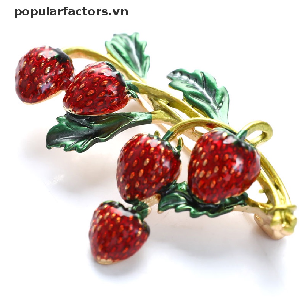 [Phổ Biến] Ghim Cài Áo Thiết Kế Hình Dâu Tây Màu Đỏ Dễ Thương Phong Cách Jewellry Mùa Hè