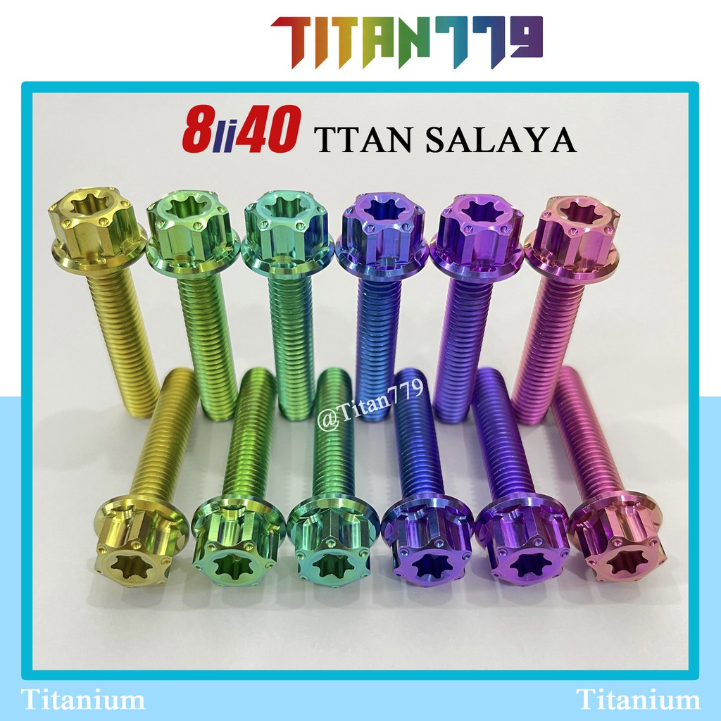 (38) Ốc Titan Gr5 8li40 8li4 đầu salaya bắt chảng 3 Satria Sonic, treo pô xe, bắt tăng sên, ti phuộc, bắt láp xe tay ga