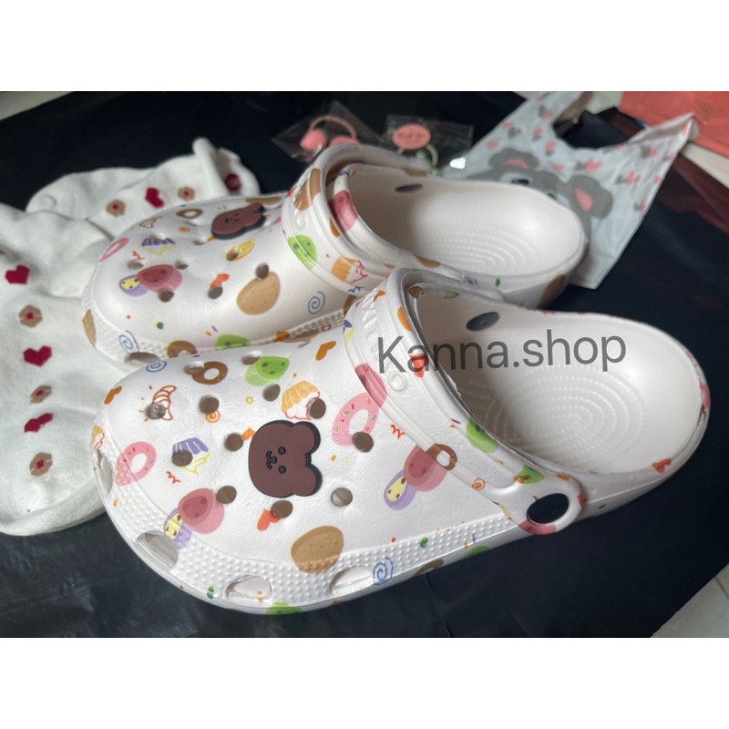 Dép sục nữ Ulzzang kèm sticker gấu - US221 kèm ảnh shop chụp
