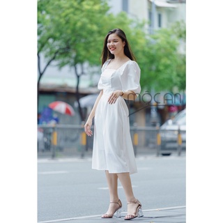 Đầm Midi cổ vuông tay phồng (Oak Dress)