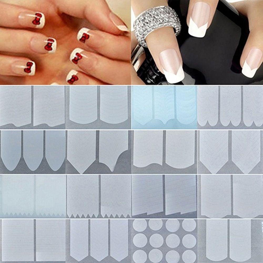 Miếng Dán Dẫn Hướng Dẫn Vẽ Móng Pháp Màu Trắng