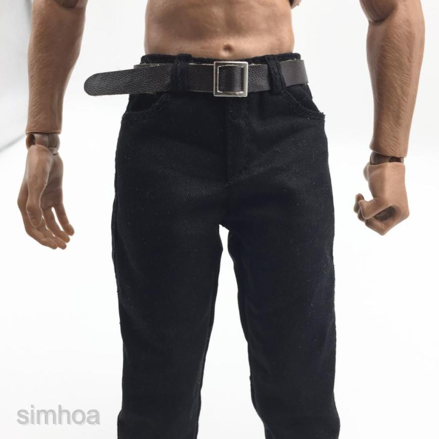 Quần Dài Đen Tỷ Lệ 1 / 6 Kèm Thắt Lưng Dành Cho Mô Hình Búp Bê 12inch