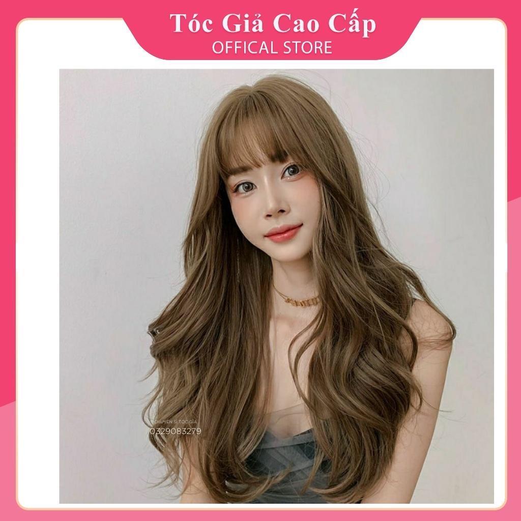 Tóc giả nguyên đầu nữ xoăn dài đẹp, 2069, tặng kèm lưới trùm tóc giả wig.