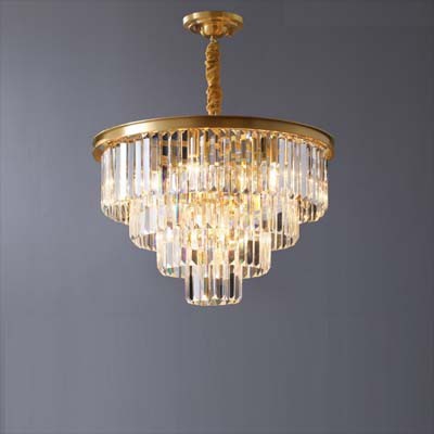 Đèn thả trần phòng khách pha lê cao cấp thân vàng - tặng kèm bóng led