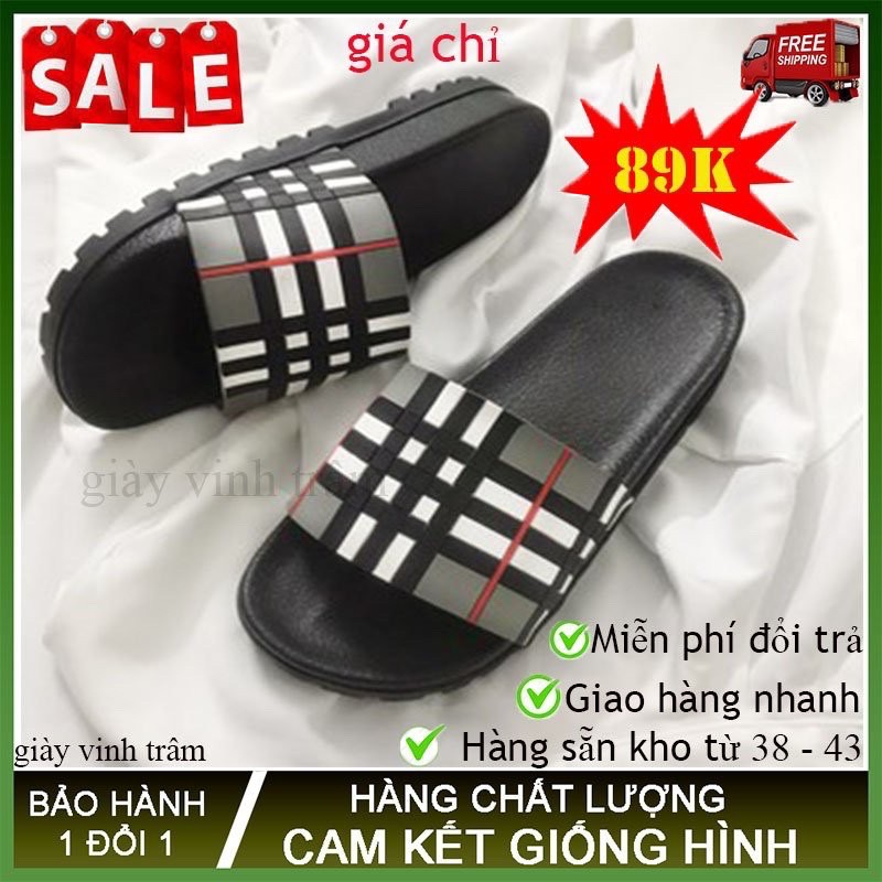 [ CHUYÊN SỈ ] Dép Lê Quai Ngang Nam Kẻ ô - Dép Lê Bảo Bình | NP SHOP