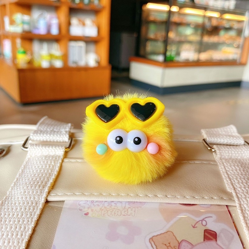 Móc khoá cục bông Nhím lông xù mềm mịn xinh xắn cute