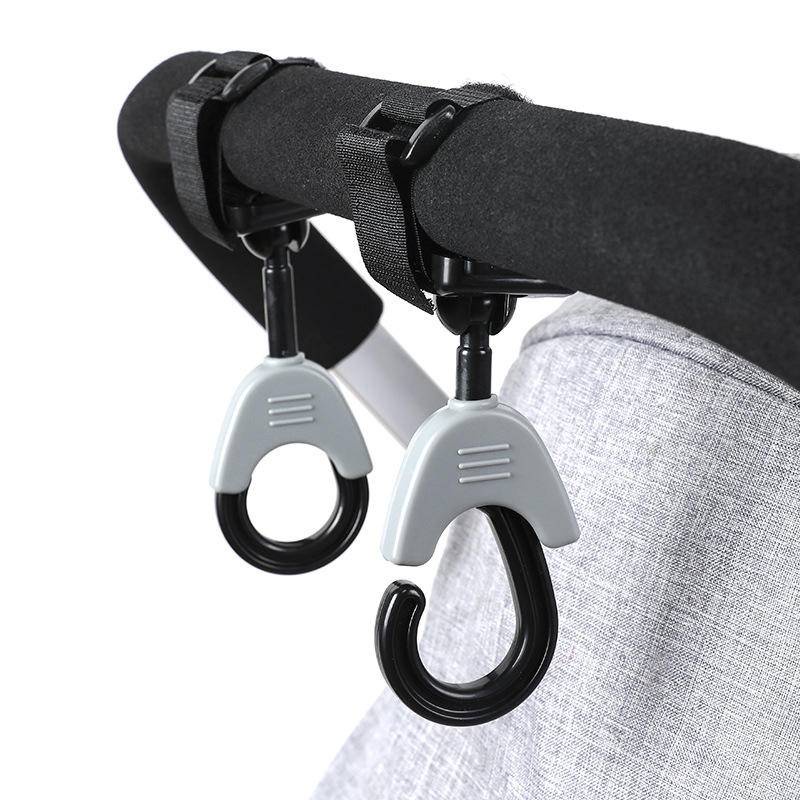 Set 2 móc treo đồ xoay 360 độ đa năng gắn xe đẩy em bé