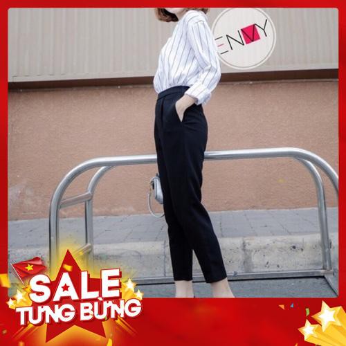 QUẦN BAGGY CÔNG SỞ VẢI TUYẾT MƯA CÓ TÚI HAI BÊN MÀU ĐEN