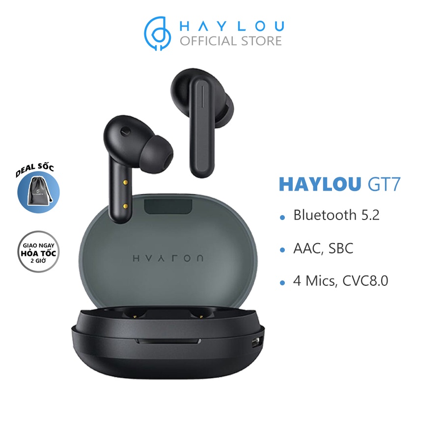 [Mã BMLT30 giảm đến 30K đơn 299K] Tai nghe True Wireless Haylou GT7 Bluetooth V5.2 (Đen) - Hàng chính hãng