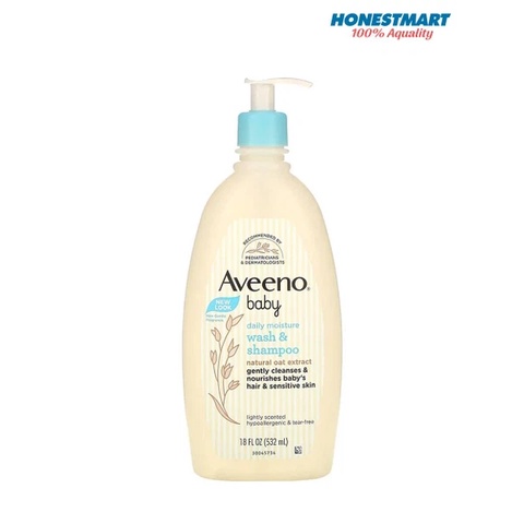 Sữa tắm gội cho bé Aveeno Baby Wash & Shampoo Daily Moisture 532ml