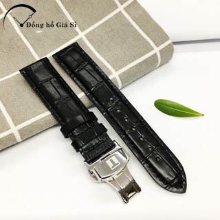 Dây đồng hồ da Tissot vân cá sấu khóa bạc 19,20,21,22mm MÀU NÂU và ĐEN