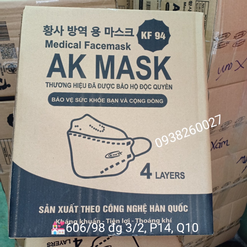 Sỉ Thùng 300 cái Khẩu trang AK Mask KF94 4D Kháng khuẩn Công nghệ Hàn Quốc