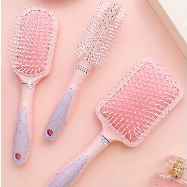 Lược chải tóc xoăn túi khí chải tóc xoăn bồng bềnh màu hồng phong cách Hàn Quốc cho nữ