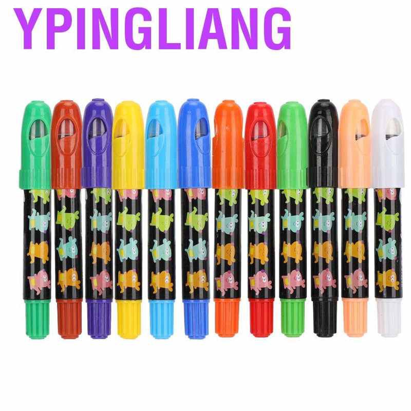 Ypingliang 12 Colors Painting Oil Pastel Set Washable Rotating Crayon Stick for Artist Kid School Stationery