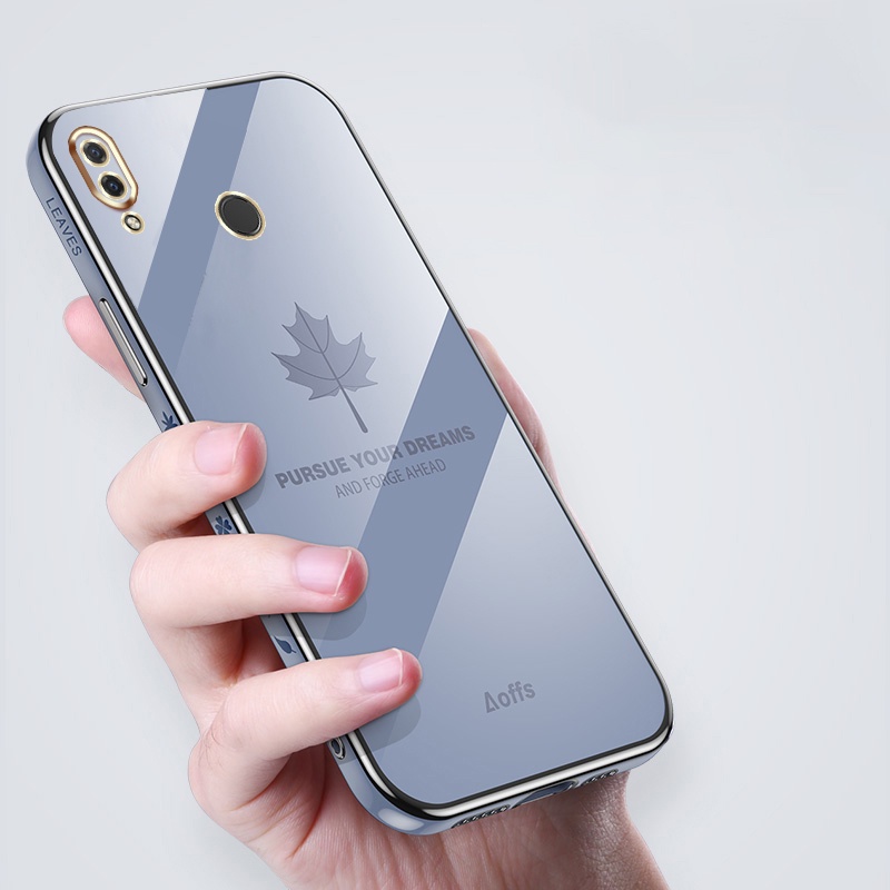 Ốp Điện Thoại Hình Vuông Mạ Viền Họa Tiết Lá Phong Cho Huawei Nova 3i 5i 7i Nova 4 6SE 7SE 8SE