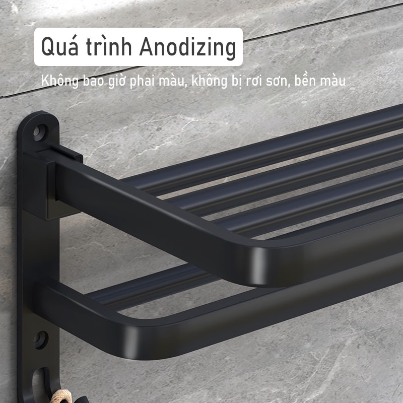 Kệ nhà tắm FORLARD giá để khăn gấp gọn gắn tường không cần khoan cho phòng tắm