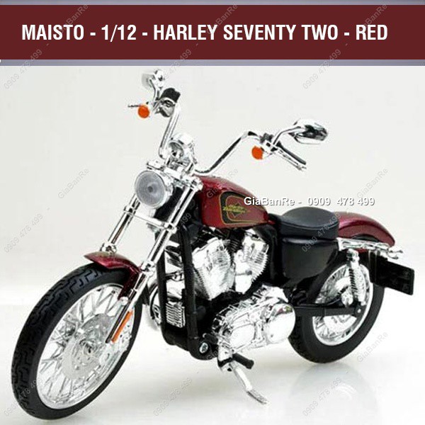 MS: 8651DO - XE MÔ HÌNH TỈ LỆ 1:12  - MOTO HARLEY 1200 SEVENTY TWO - MAISTO - ĐỎ