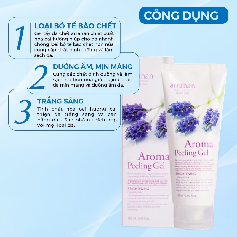 Tẩy Da Chết - Tẩy Tế Bào Da Chết Chiết Xuất Hoa Oải Hương Arrahan Hàn Quốc 180ml