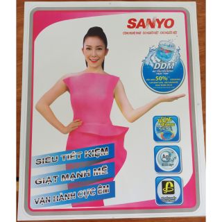 Tem dán máy giặt Sanyo mẫu em gái Hồng