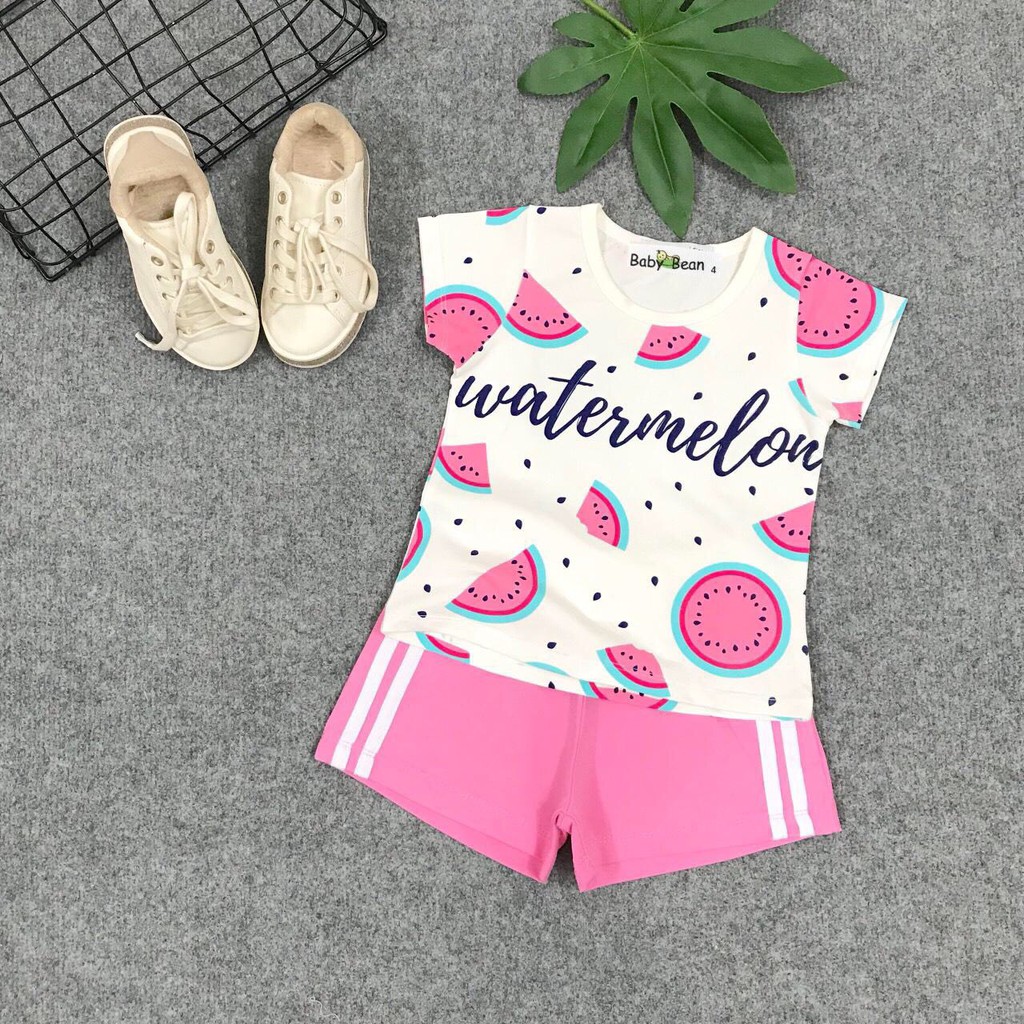 [MÃ THƯƠNG HIỆU YÊU THÍCH Voucher giảm 10%] Bộ Đồ Thun Cotton in hình Trái Cây Bé Gái &amp; Mẹ BabyBean (8kg-50kg)