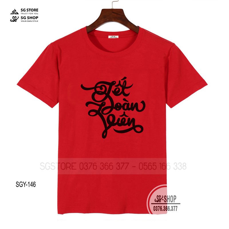 Áo đồng phục gia đình Tết Đoàn Viên màu đỏ thun cotton dày dặn SGY146D