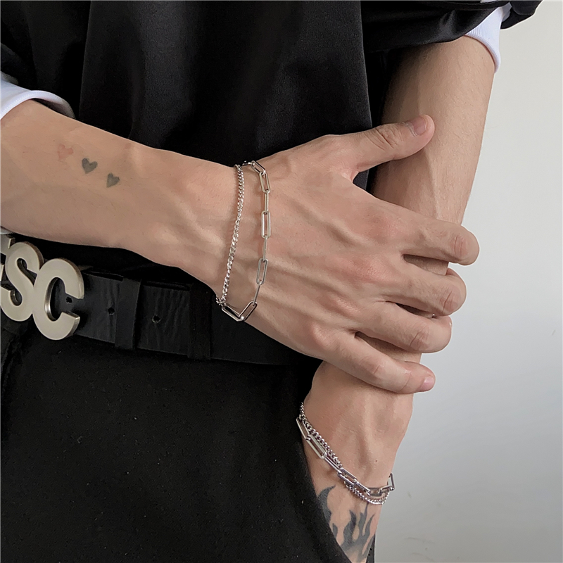 Vòng Tay Hai Lớp Bằng Kim Loại Phong Cách Hip Hop Thời Trang 22463