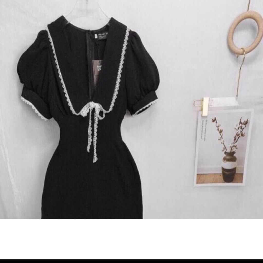 Váy đầm tay ren nữ bigsize từ 65-85kg đầm công sở ,dự tiệc trẻ trung, hoạ tiết cổ trắng , thun poly xịn | BigBuy360 - bigbuy360.vn