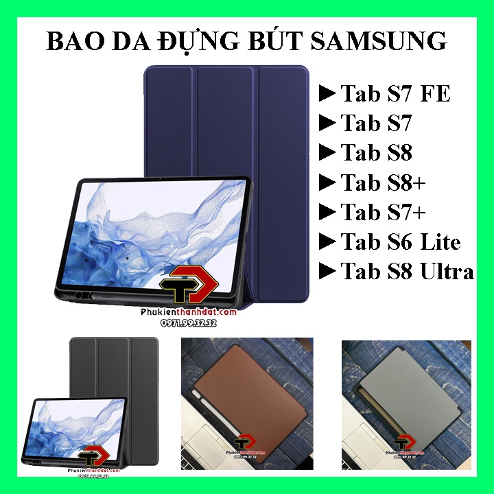 Bao Da Chống Sốc Có Ngăn Đựng Bút cho SamSung Galaxy Tab S7 FE/S7/S7+ Plus, Tab S8/S8+/S8 Ultra, Tab S6 Lite P610/P615