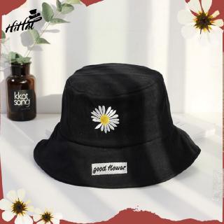 Mũ bucket vành rộng thêu hoa cúc dễ thương phong cách dành cho nam nữ