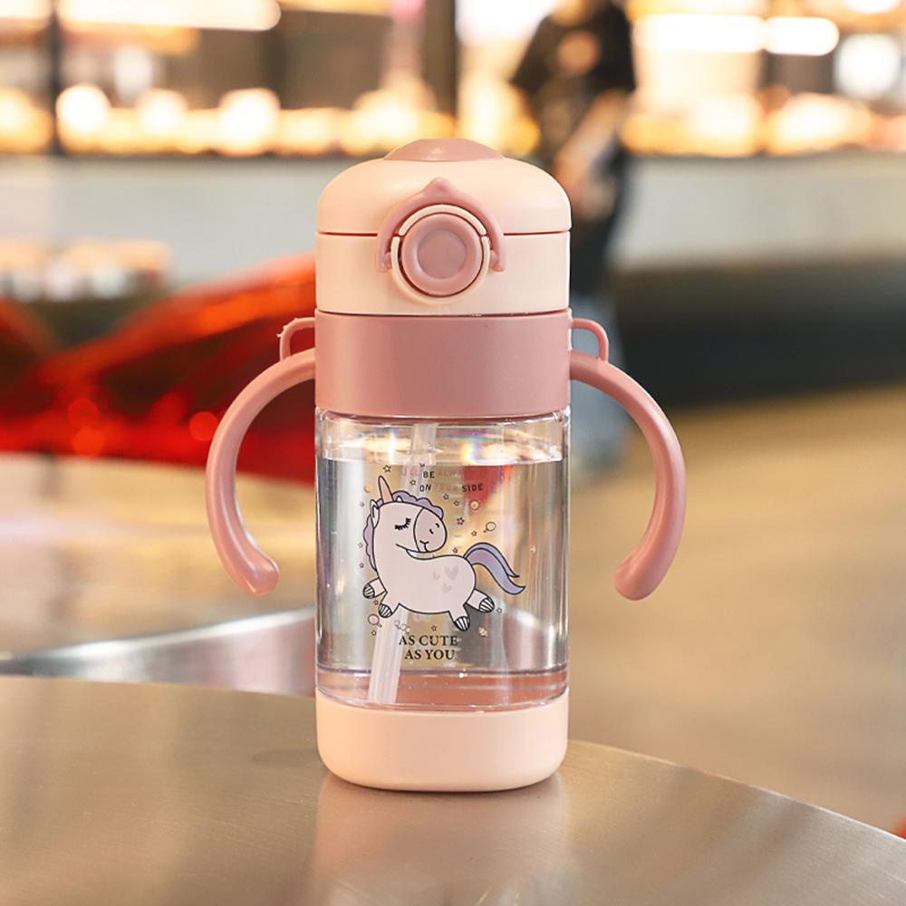 Bình Đựng Nước Bằng Nhựa Chống Tràn Chống Rơi Họa Tiết Hoạt Hình Dễ Thương Cho Bé