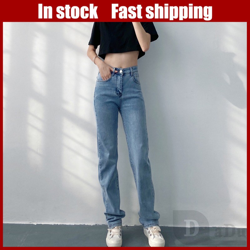 Quần Jeans Dài Ống Rộng Phong Cách Hàn Quốc Thời Trang Cho Nữ