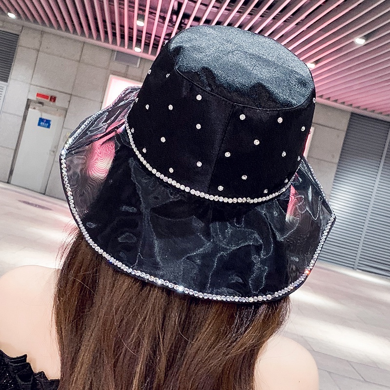 Nón Tai Bèo Vải Satin Đính Đá Thời Trang Sang Trọng Cho Nữ