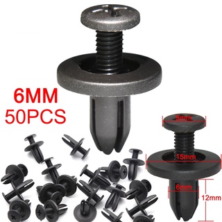Set 50 Đinh Tán Nhựa 6mm Màu Đen Chuyên Dụng Cho Cửa Xe Hơi Toyota Honda
