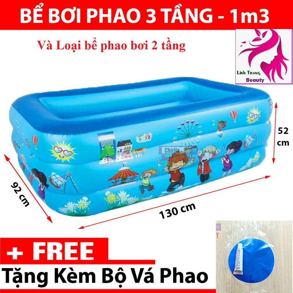 Hồ phao bơi cho bé, Bể bơi phao 3 tầng 1.3M LOẠI DÀY, Đáy 2 lớp chống trượt, An Toàn, Bền Bỉ, Tiết Kiệm