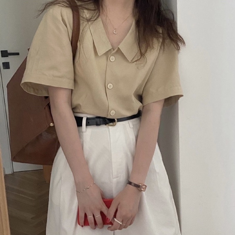 Áo SM cổ nhọn tay ngắn freesize Pumi